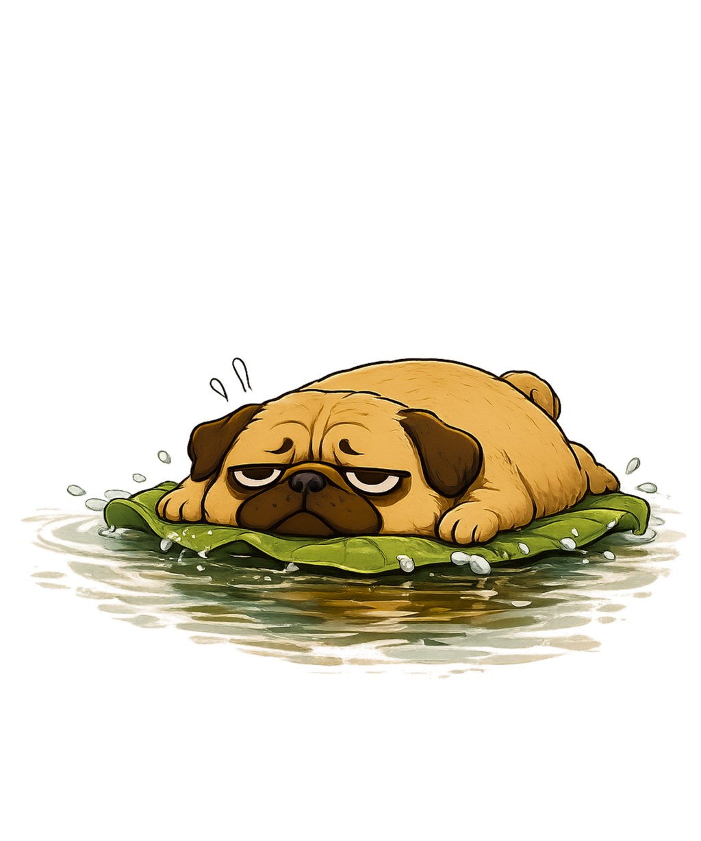 Floating Pug Dog On Lily Pad Lazy Fr product image 3