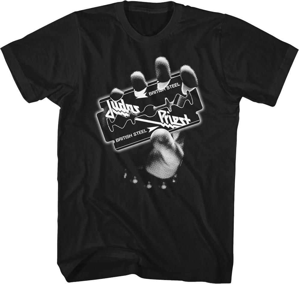 Black & White British Steel Judas Priest T-Shirt product image 1