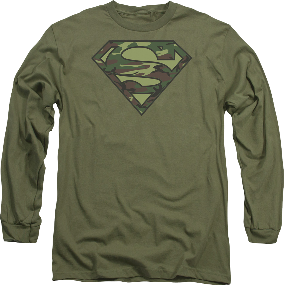 Camouflage Superman Logo DC Comics Long Sleeve Shirt product image 1