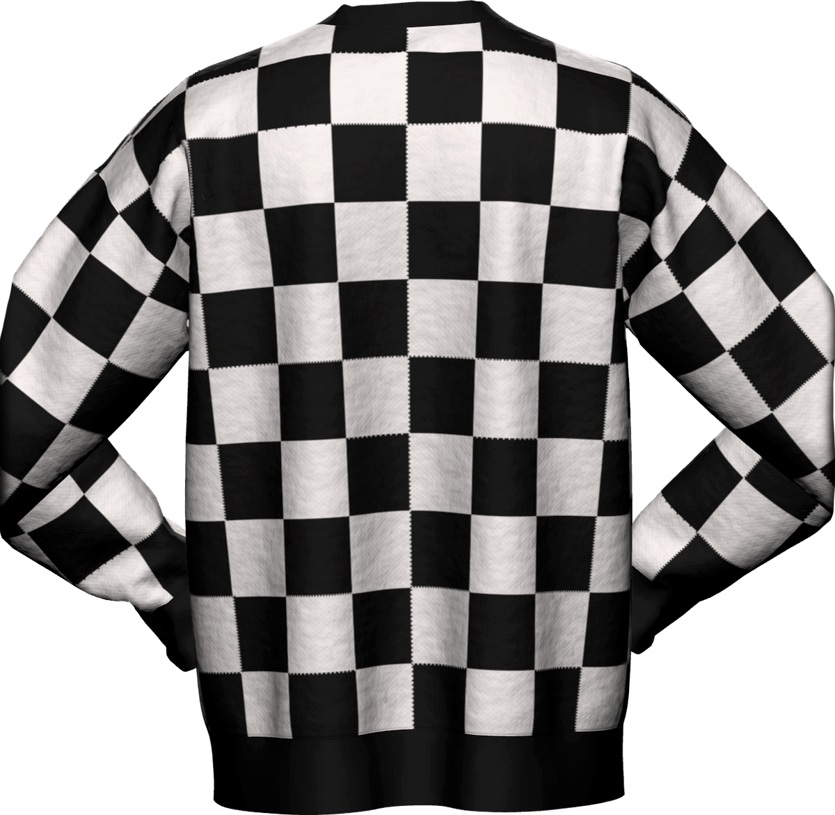 Checkerboard Pattern Knitted Sweater