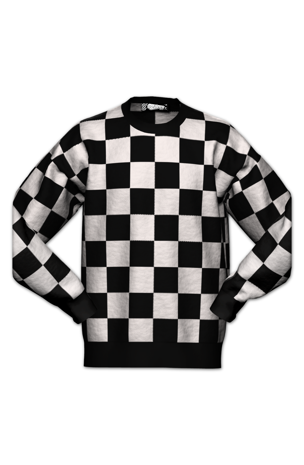 Checkerboard Pattern Knitted Sweater