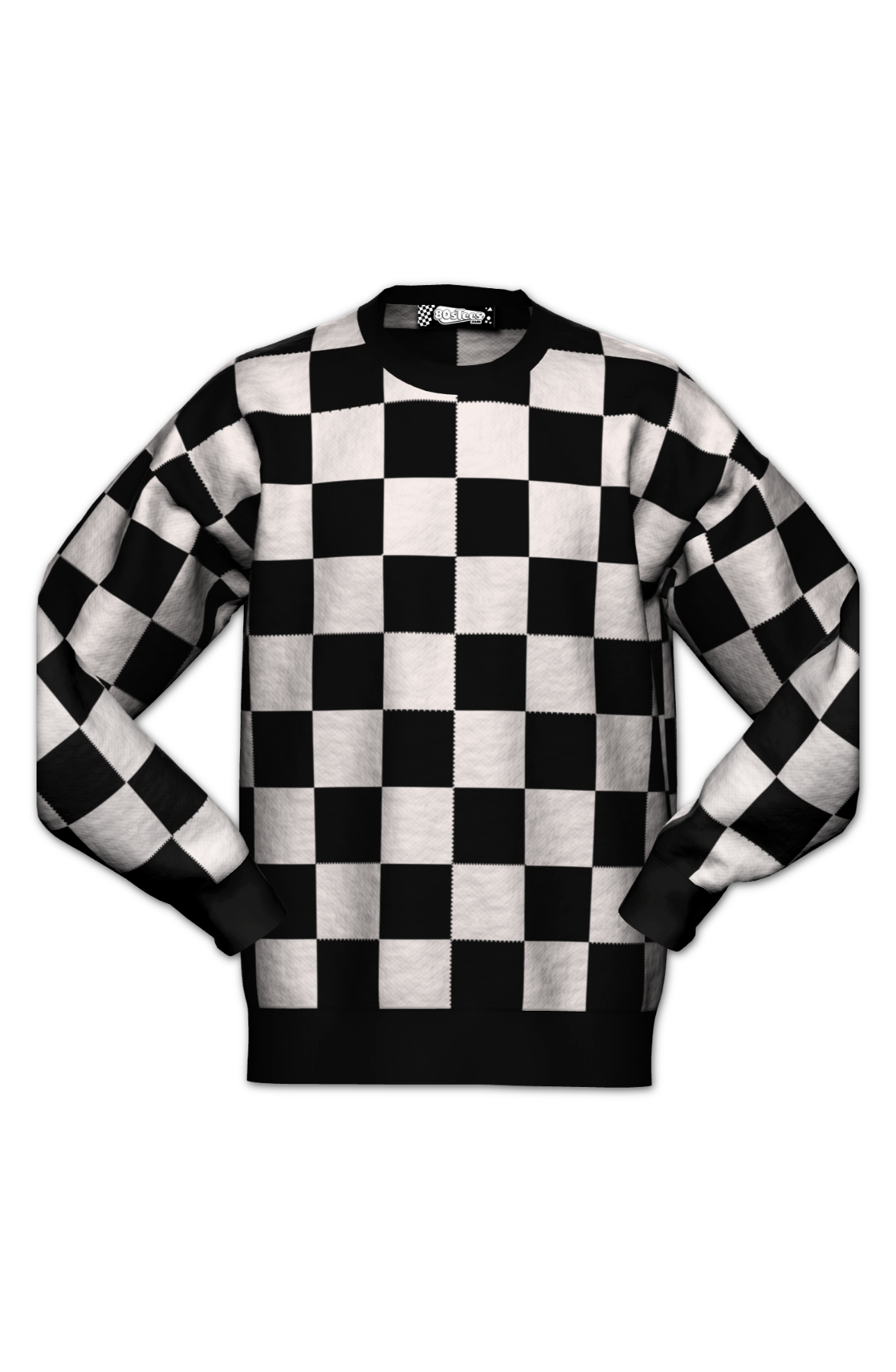 Checkerboard Pattern Knitted Sweater