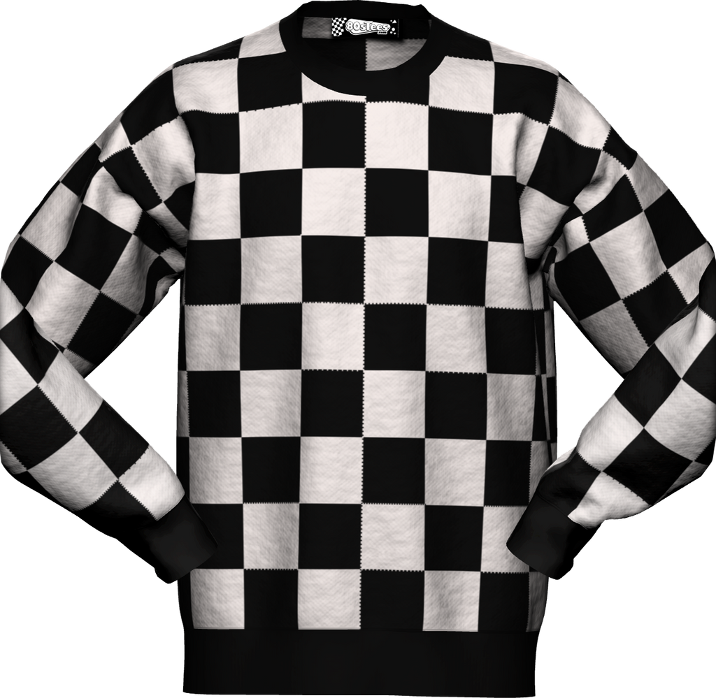 Checkerboard Pattern Knitted Sweater