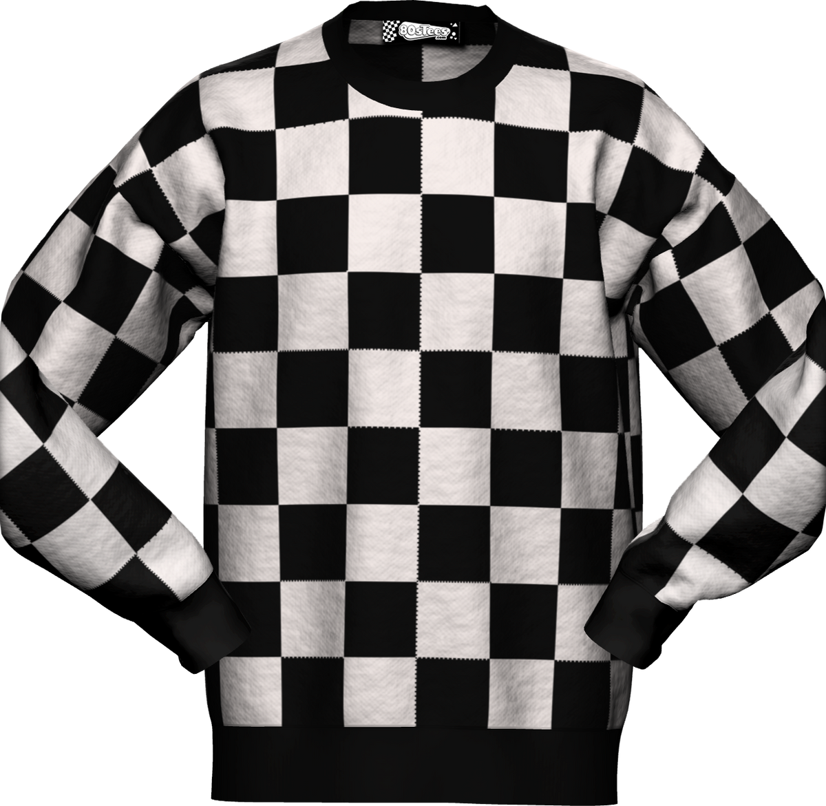 Checkerboard Pattern Knitted Sweater