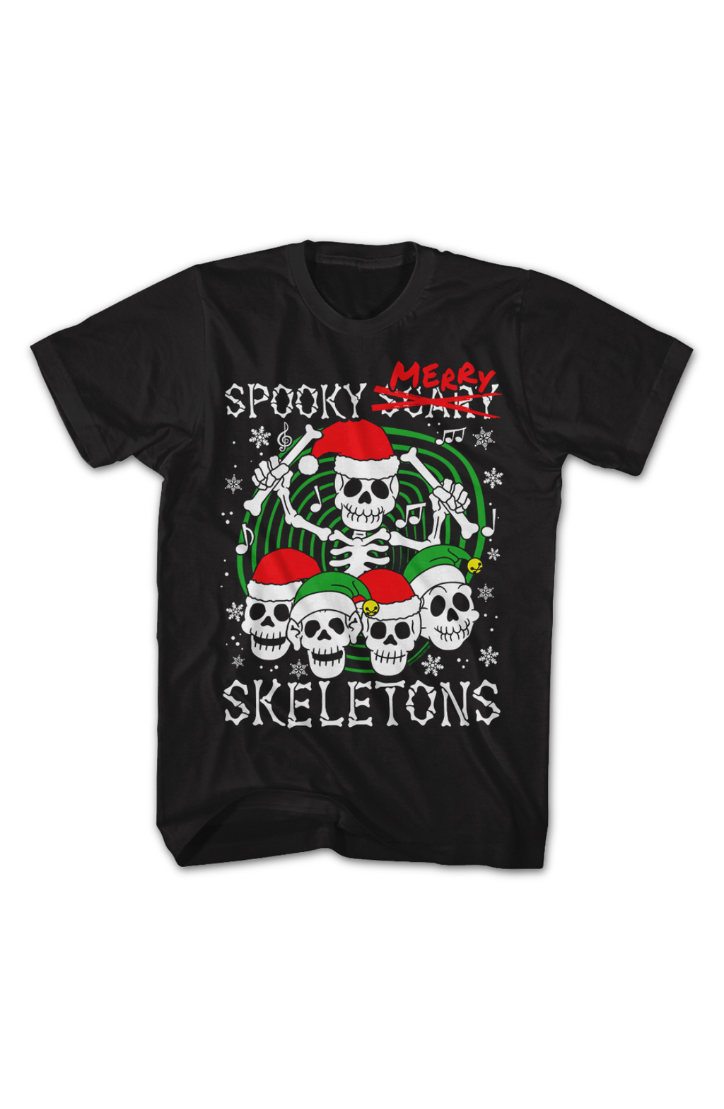 Christmas Hats Spooky Merry Skeletons T-Shirt product image 2