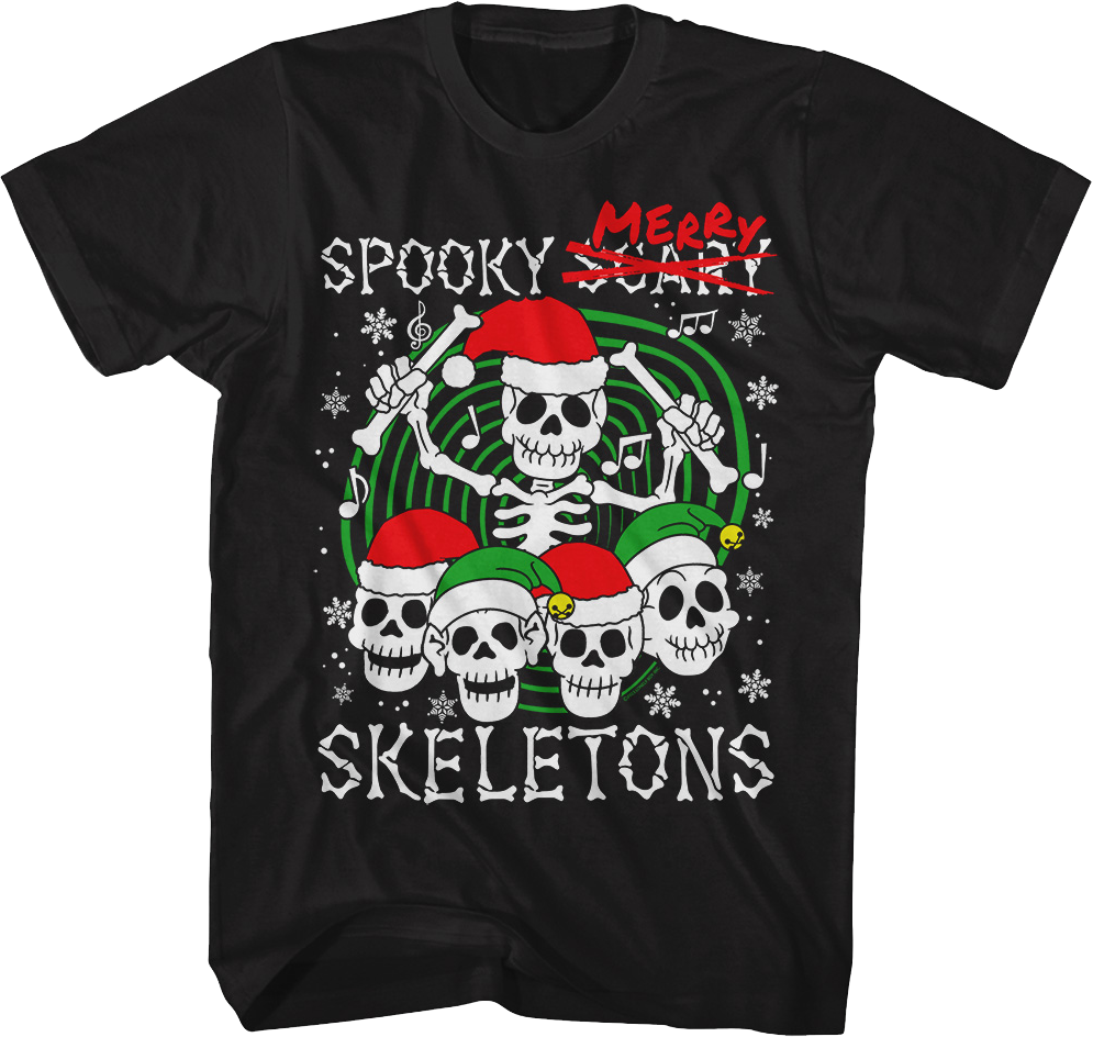 Christmas Hats Spooky Merry Skeletons T-Shirt product image 1