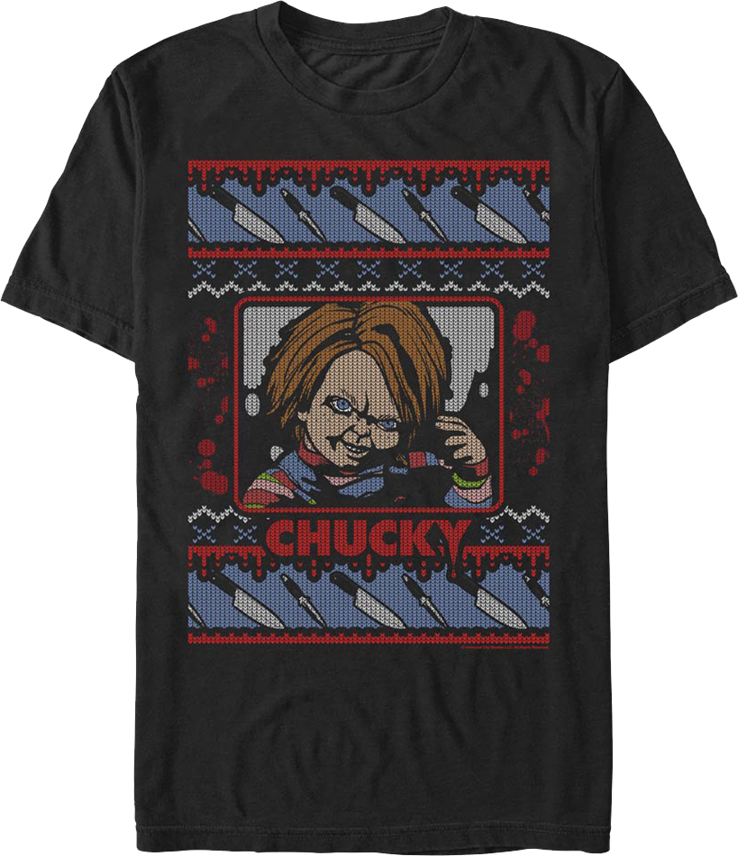 Chucky Faux Ugly Christmas Sweater Child's Play T-Shirt product image 1