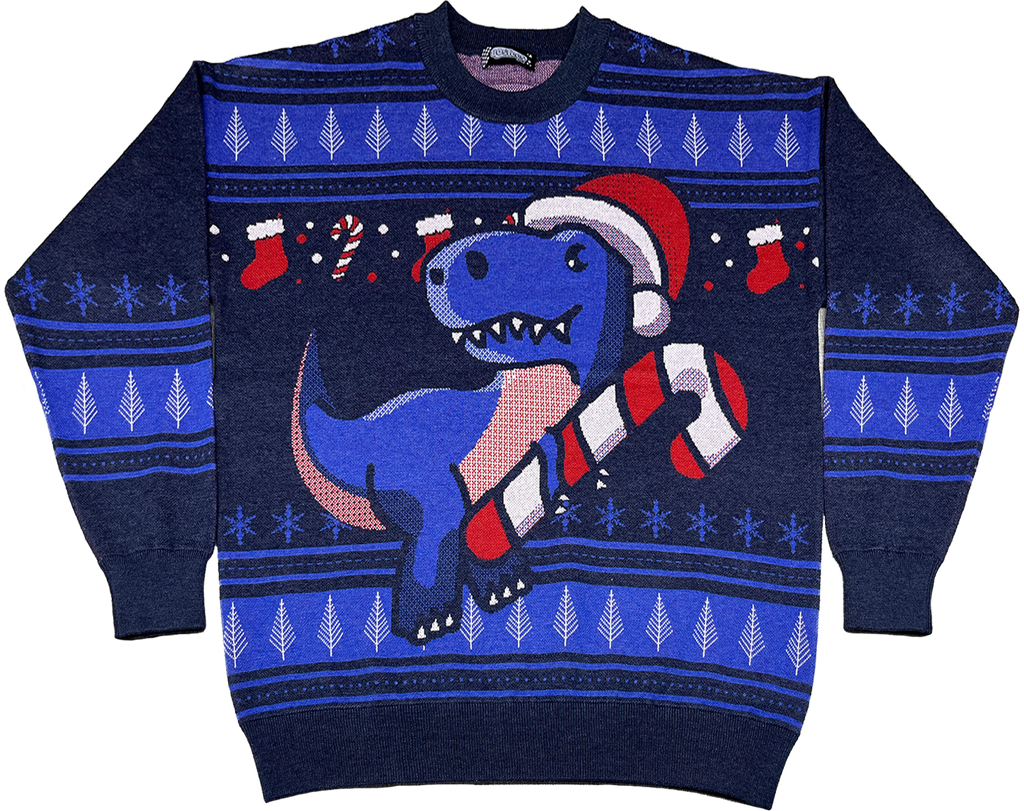 Festive Dinosaur Knitted Christmas Sweater