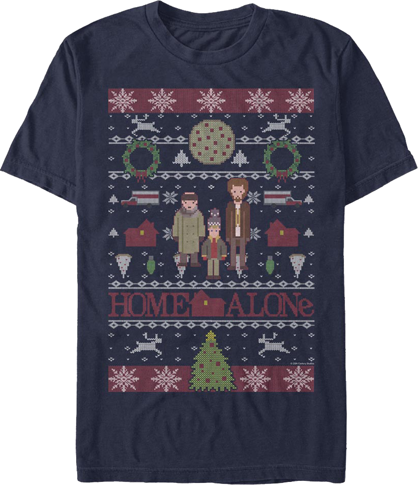 Faux Ugly Christmas Sweater Home Alone T-Shirt product image 1