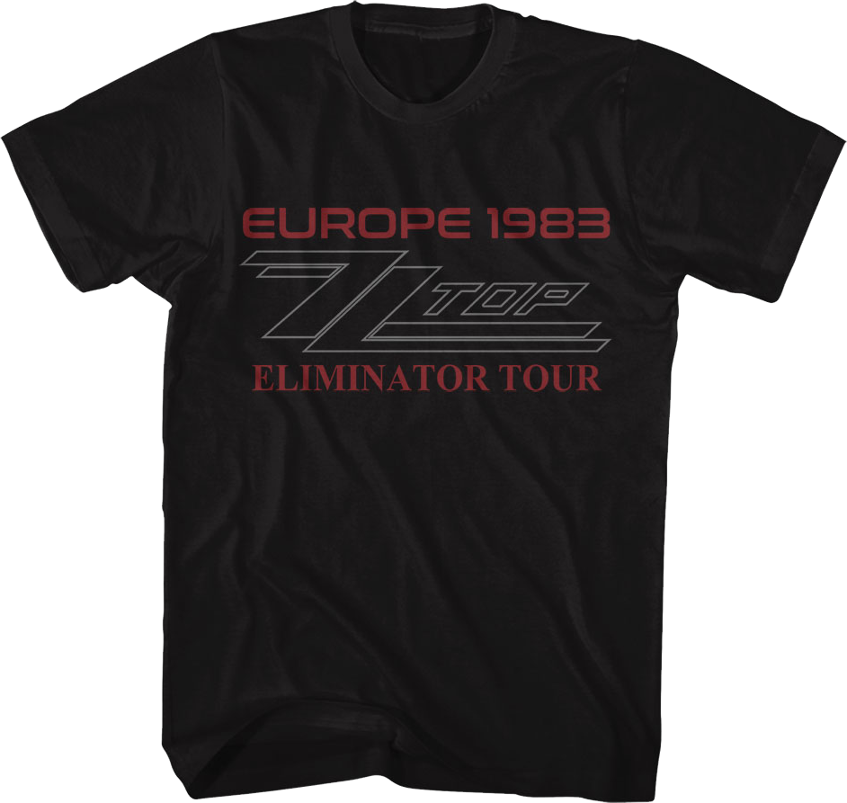 Front & Back Europe 1983 Eliminator Tour ZZ Top T-Shirt product image 1