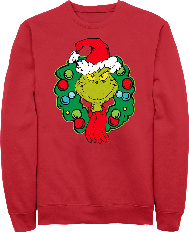 Grinch Christmas Wreath Dr. Seuss Sweatshirt product image 1
