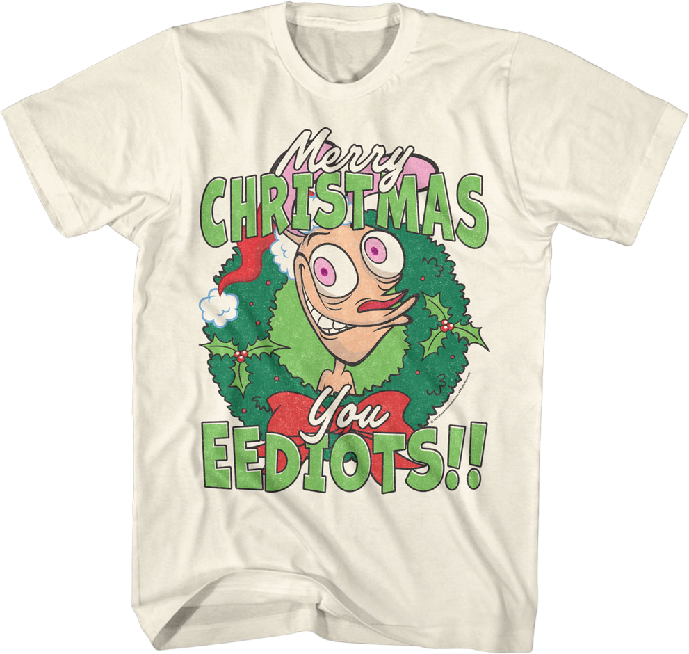 Merry Christmas You Eediots Ren And Stimpy T-Shirt product image 1