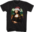 Mona Lisa In Santa Claus Hat Art Gallery T-Shirt