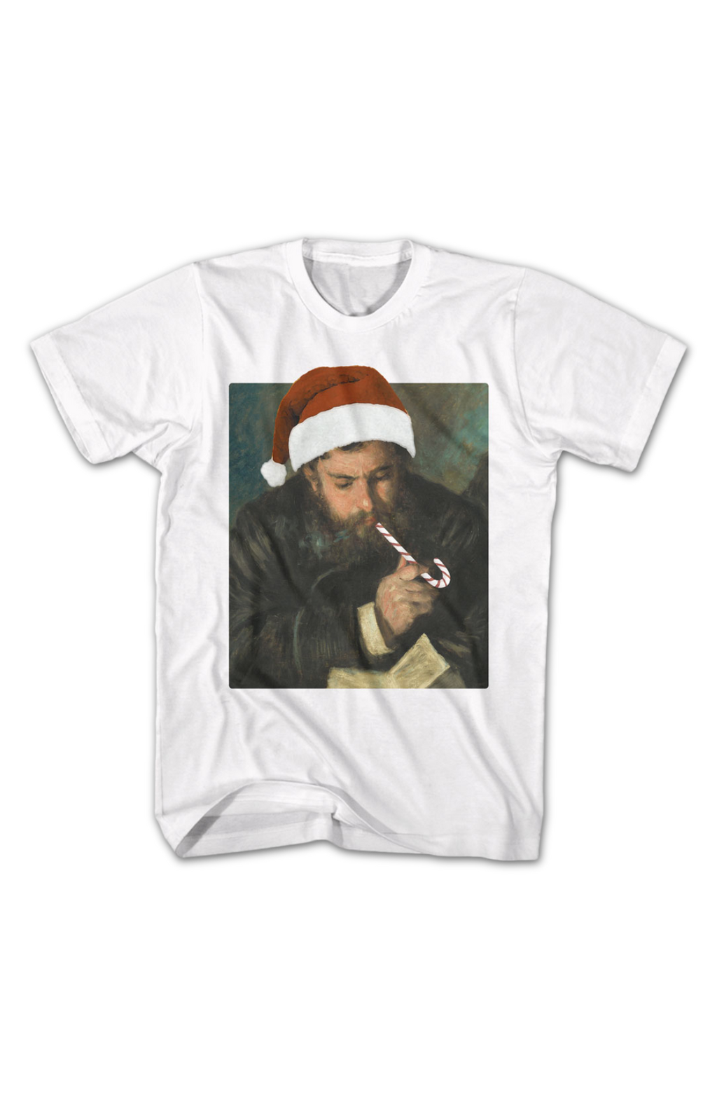 Monet By Renoir In Santa Claus Hat Art Gallery T-Shirt