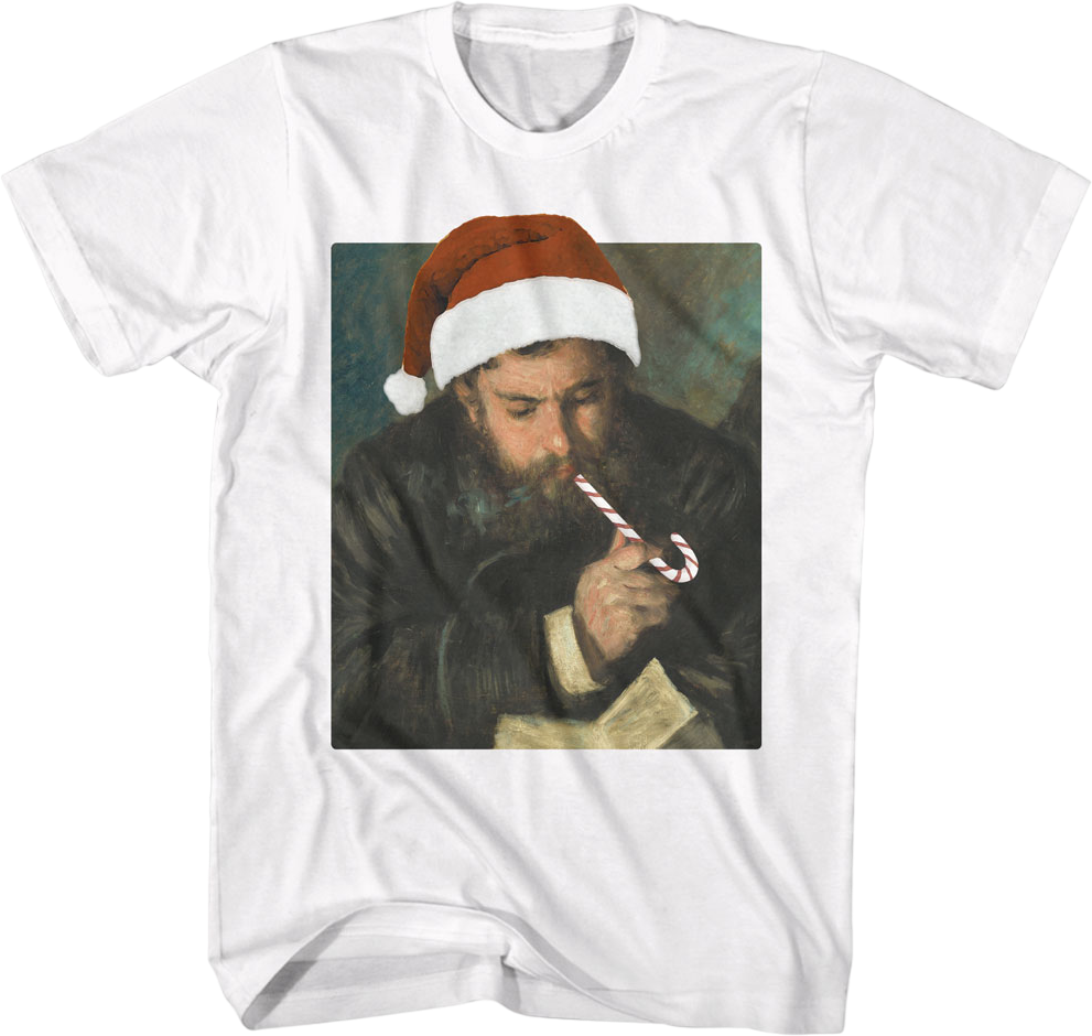 Monet By Renoir In Santa Claus Hat Art Gallery T-Shirt