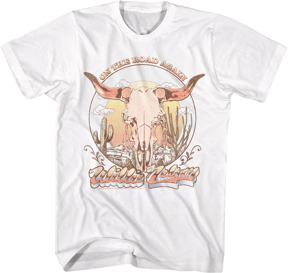 On The Road Again Skull Willie Nelson T-Shirt product image 1
