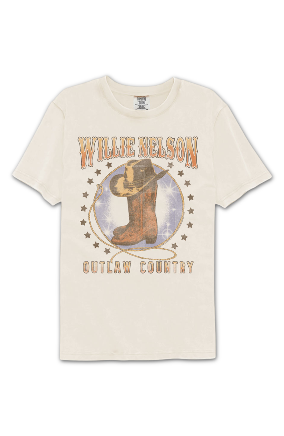 Outlaw Country Boots & Hat Willie Nelson Comfort Colors Brand T-Shirt