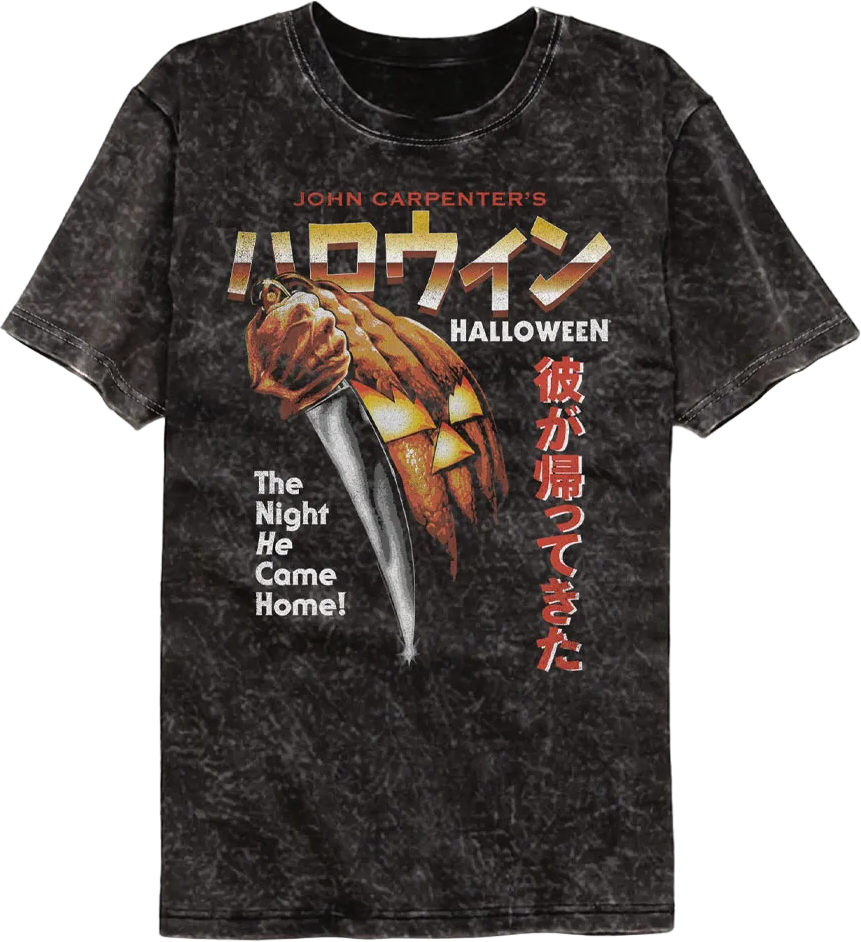 Retro Japanese Poster Halloween Mineral Wash T-Shirt