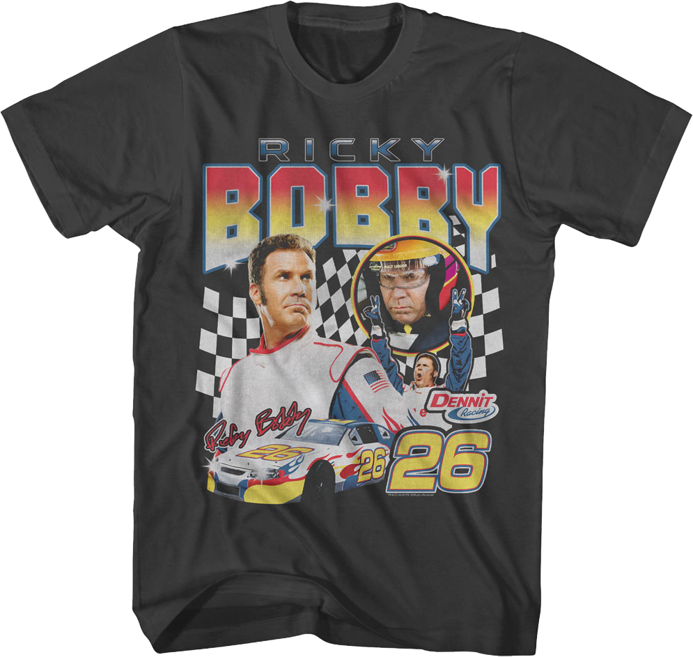 Ricky Bobby Checkered Flag Collage Talladega Nights T-Shirt product image 1