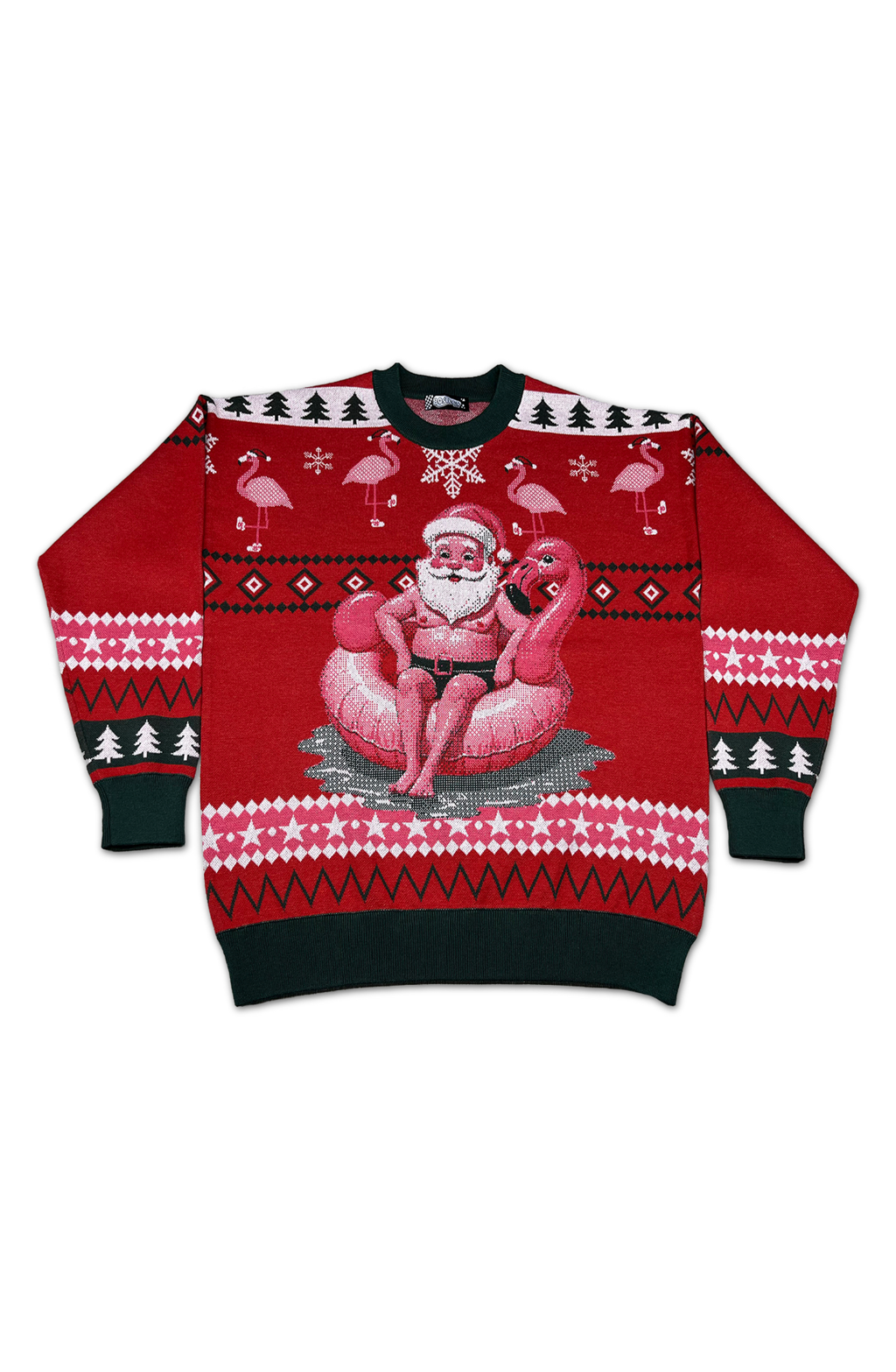 Santa Chilling In The Pool Knitted Christmas Sweater