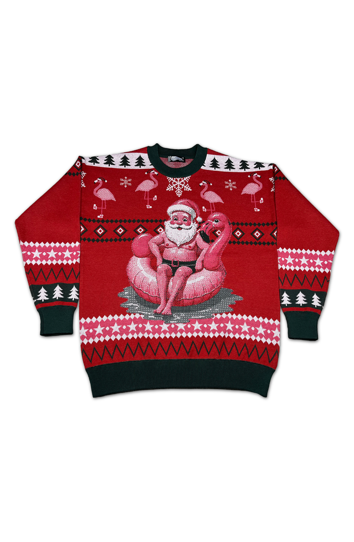 Santa Chilling In The Pool Knitted Christmas Sweater