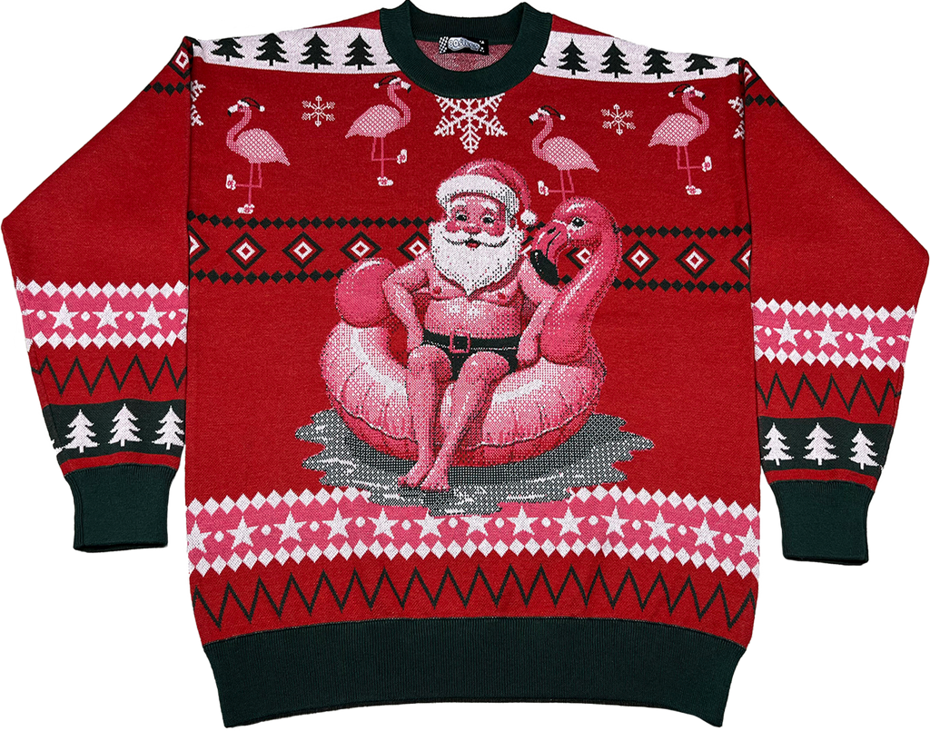Santa Chilling In The Pool Knitted Christmas Sweater