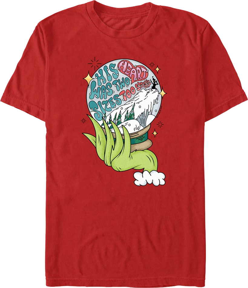The Grinch Heart Size Snow Globe Dr. Seuss T-Shirt product image 1