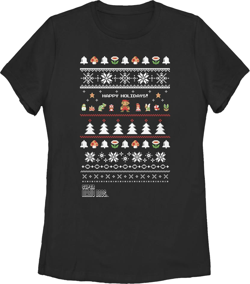 Womens Happy Holidays Faux Ugly Xmas Sweater Super Mario product image 1