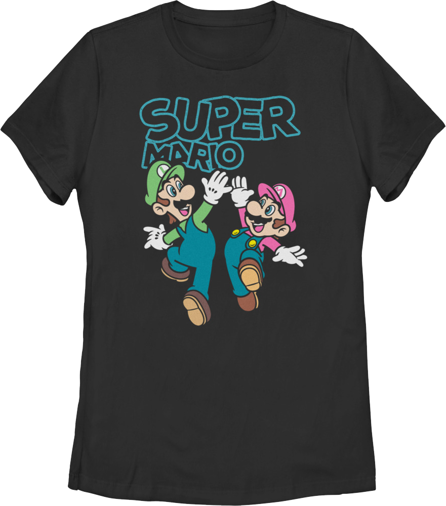Womens Luigi & Mario High Five Super Bros. Shirt product image 1