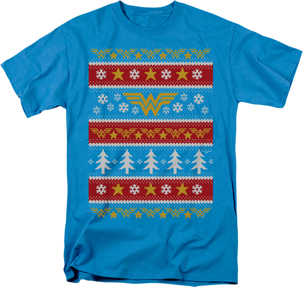 Wonder Woman Faux Ugly Christmas Sweater DC Comics T-Shirt product image 1